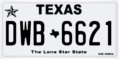 TX license plate DWB6621