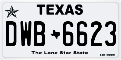 TX license plate DWB6623
