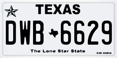 TX license plate DWB6629