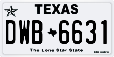 TX license plate DWB6631