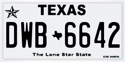 TX license plate DWB6642