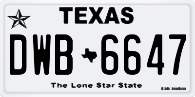 TX license plate DWB6647