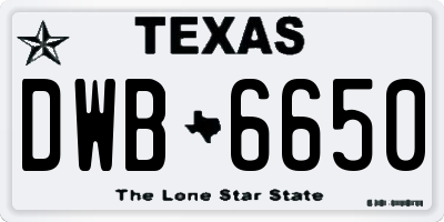 TX license plate DWB6650