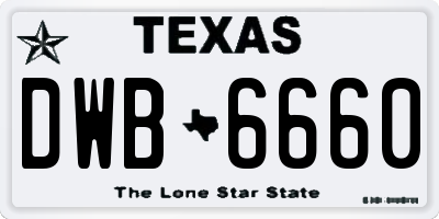 TX license plate DWB6660