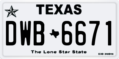 TX license plate DWB6671