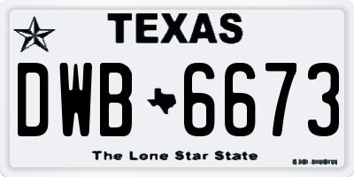 TX license plate DWB6673