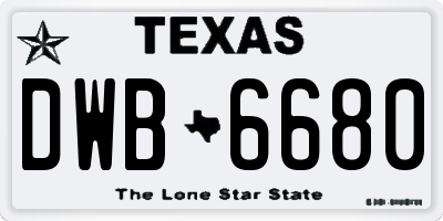 TX license plate DWB6680