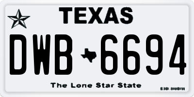 TX license plate DWB6694