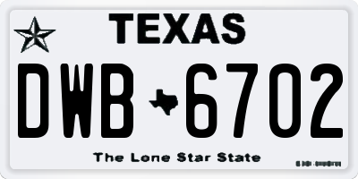 TX license plate DWB6702