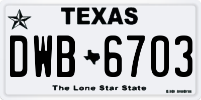 TX license plate DWB6703