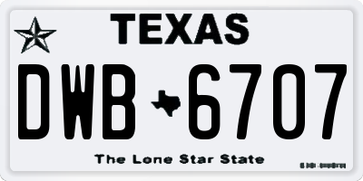 TX license plate DWB6707