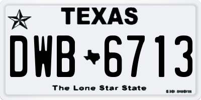 TX license plate DWB6713
