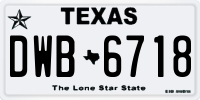 TX license plate DWB6718