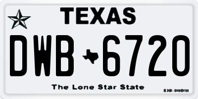 TX license plate DWB6720