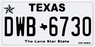 TX license plate DWB6730