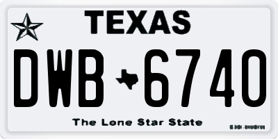 TX license plate DWB6740