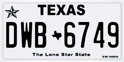 TX license plate DWB6749