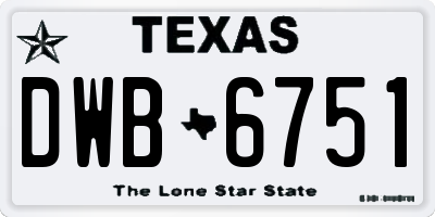 TX license plate DWB6751