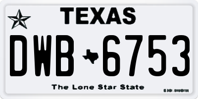 TX license plate DWB6753