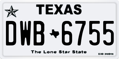 TX license plate DWB6755