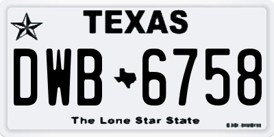 TX license plate DWB6758