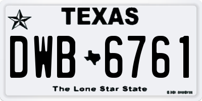 TX license plate DWB6761