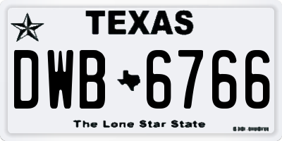 TX license plate DWB6766