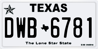 TX license plate DWB6781