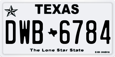 TX license plate DWB6784