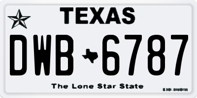 TX license plate DWB6787