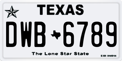 TX license plate DWB6789