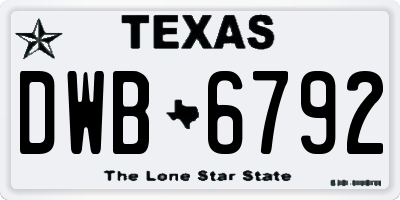 TX license plate DWB6792