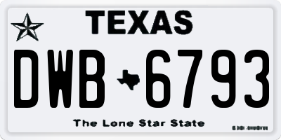 TX license plate DWB6793