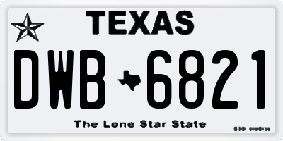 TX license plate DWB6821