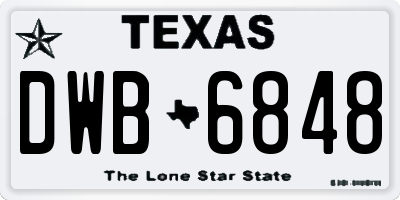 TX license plate DWB6848