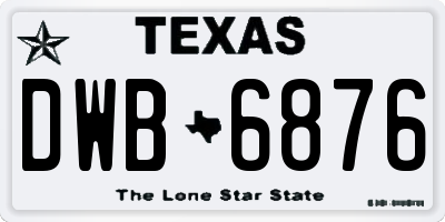 TX license plate DWB6876