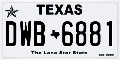 TX license plate DWB6881