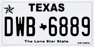 TX license plate DWB6889