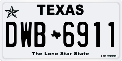 TX license plate DWB6911