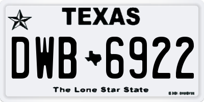 TX license plate DWB6922