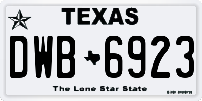 TX license plate DWB6923