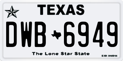 TX license plate DWB6949
