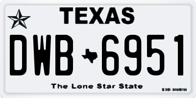 TX license plate DWB6951