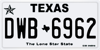 TX license plate DWB6962