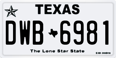 TX license plate DWB6981