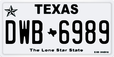 TX license plate DWB6989