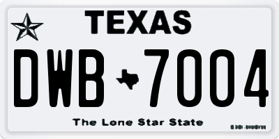 TX license plate DWB7004