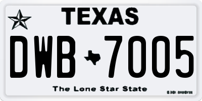 TX license plate DWB7005