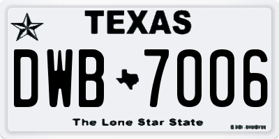 TX license plate DWB7006