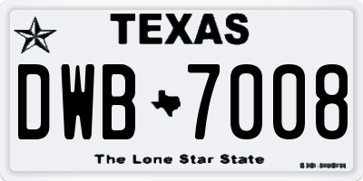TX license plate DWB7008